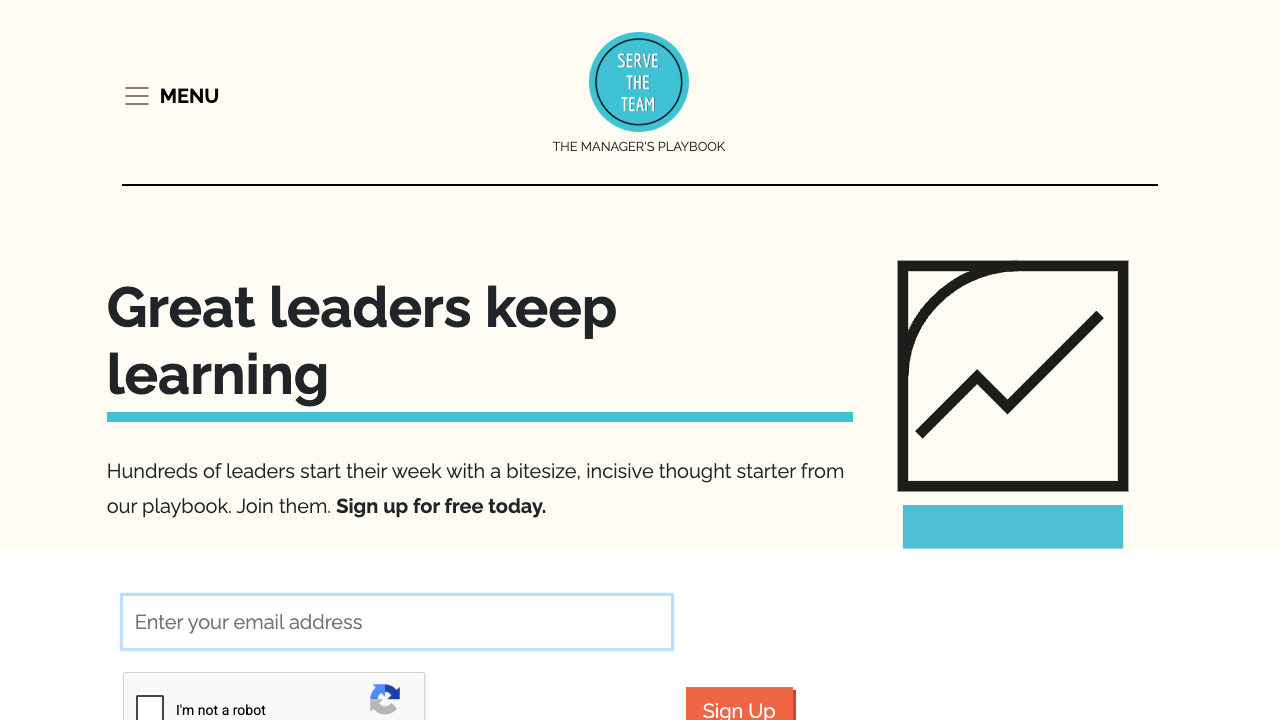 Serve The Team's sign-up page before I started working with Claude