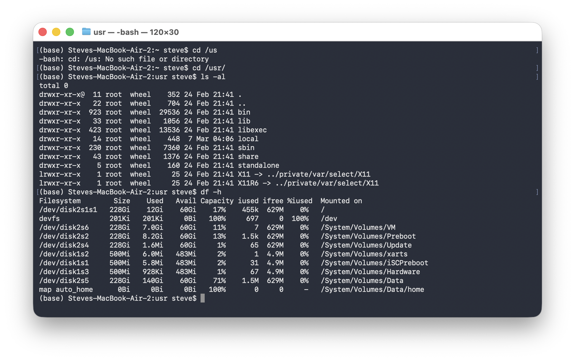 A macOS terminal window showing directory listings and disk usage — intimidating if you've never used one before